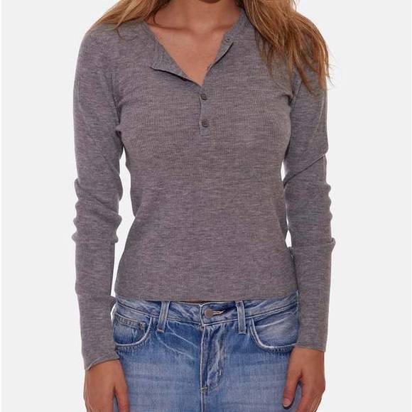 Button Grey Long-sleeve Medium - Picture 3 of 4